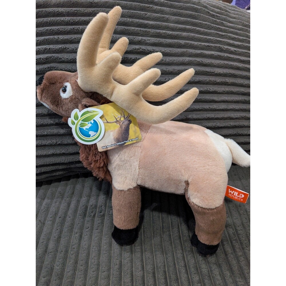 Wild Republic Cuddlekins 12" Standing Elk Plush Stuffed Animal NWT National Park